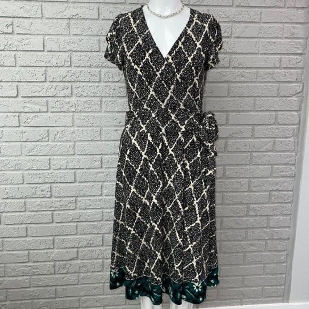 Donna Morgan Women Short Sleeve Faux Wrap Shift Dress Size 8